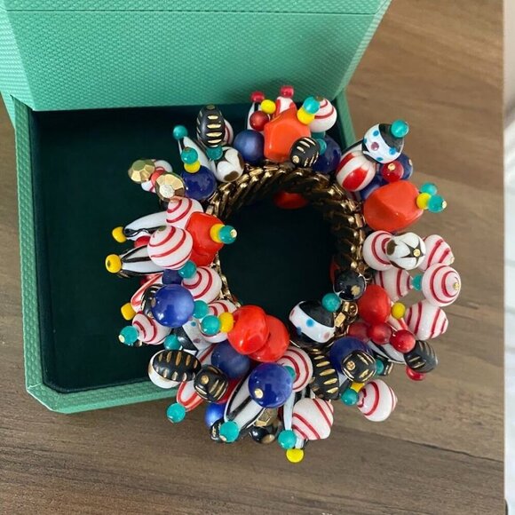 Vintage Cha Cha Wide Bracelet Glass Bead Expansion Boho Glam 1950's - Picture 5 of 8